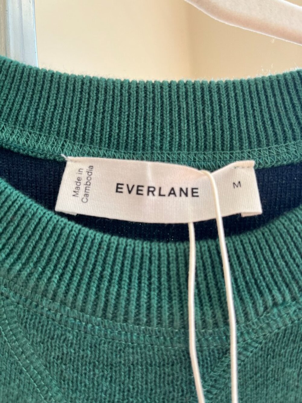 EVERLANE Double Knit Crew in Cotton Merino | Hunter Green - Picture 9 of 10